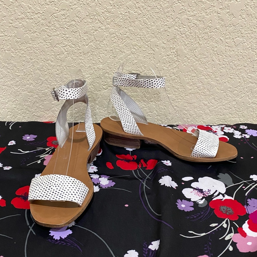 Madewell White Spotted Leather Strap Sandals 6.5